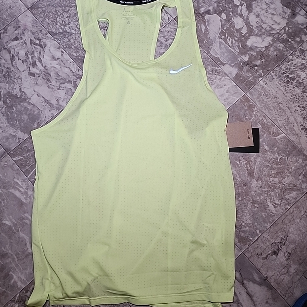 New Nike Fast Dri-Fit Running Singlet Lemon Twist Yellow Tank Top Men